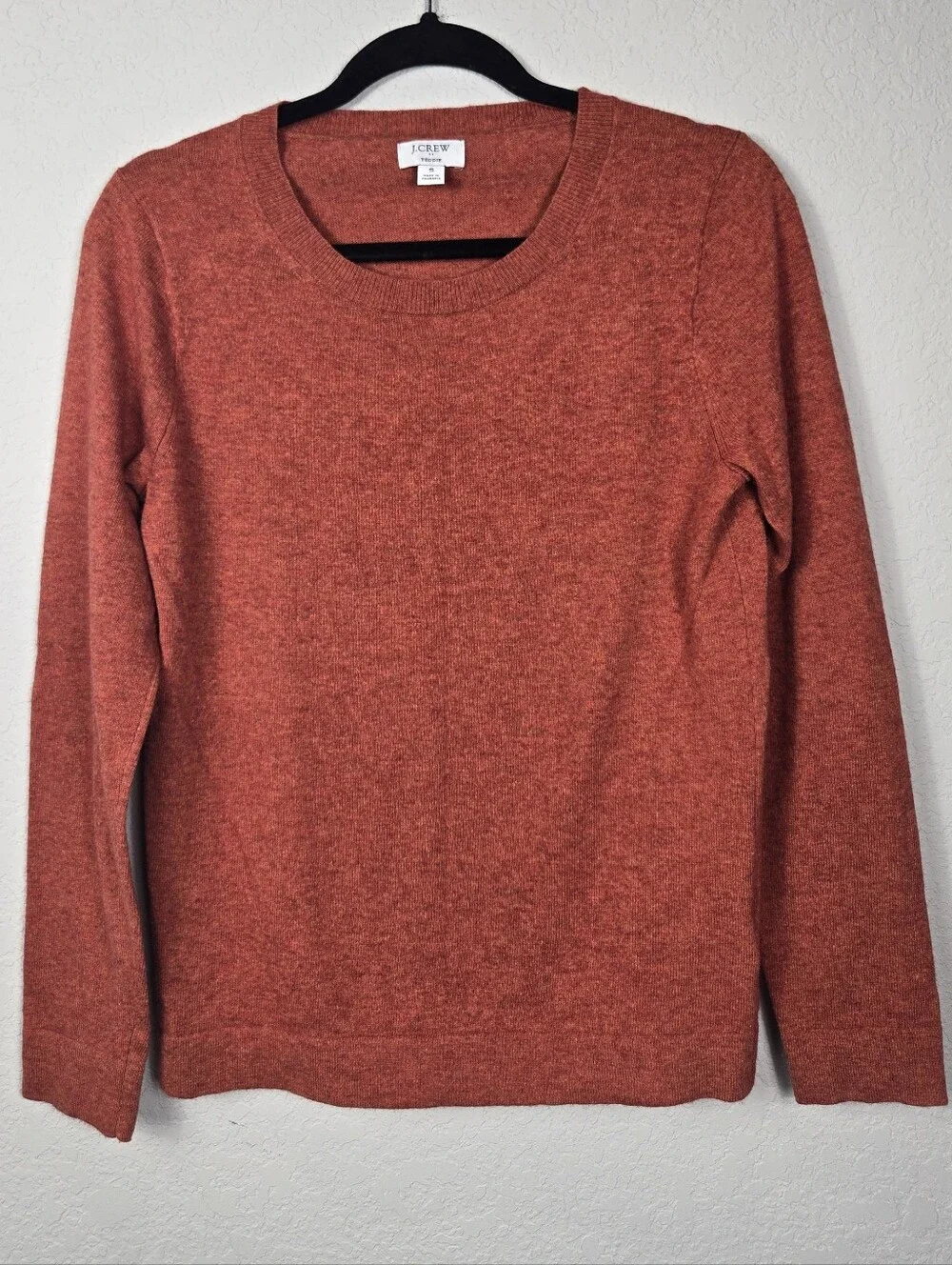 J.Crew Teddie Merino Wool Blend Sweater Rust Orange Heather Crewneck Size Small